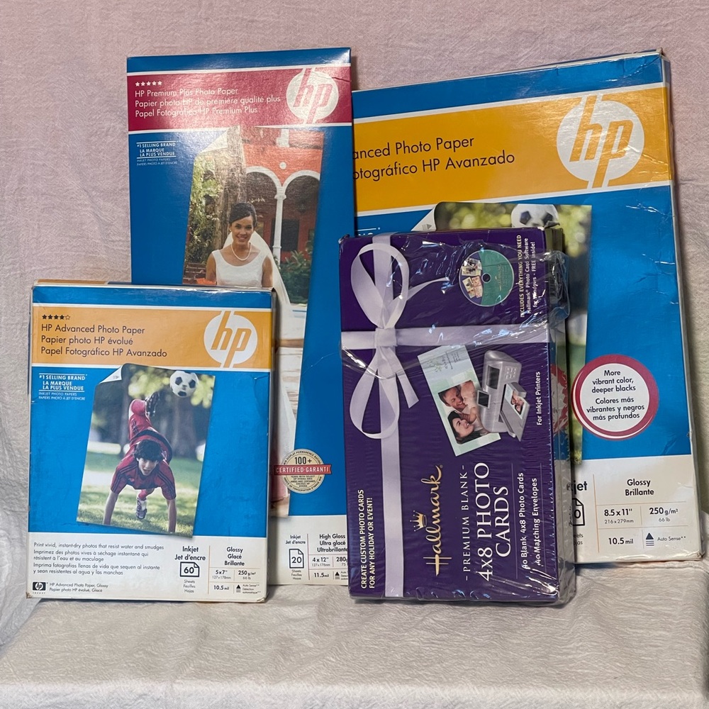 HP Inkjet Photo Paper and Hallmark 4x8 Photo Card Set Bundle New unopened